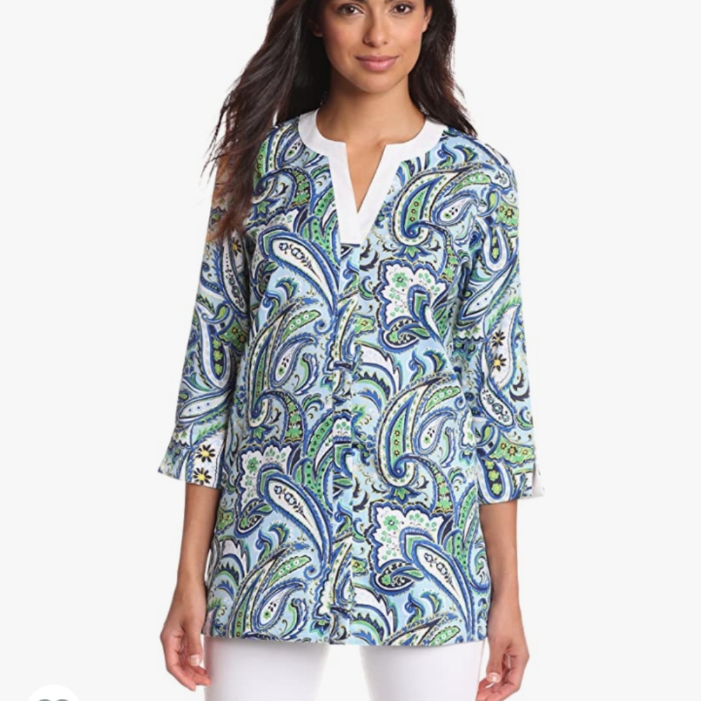 Foxcroft button down in Marina Paisley
